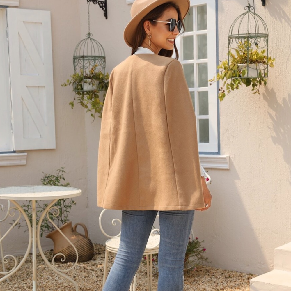 KIMMY Cape style Coat - CAMEL - Picture 5 of 6